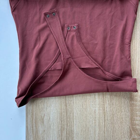 Abercrombie & Fitch Womens Cutout Long Sleeve Soft Bodysuit Maroon Size M - Picture 5 of 5